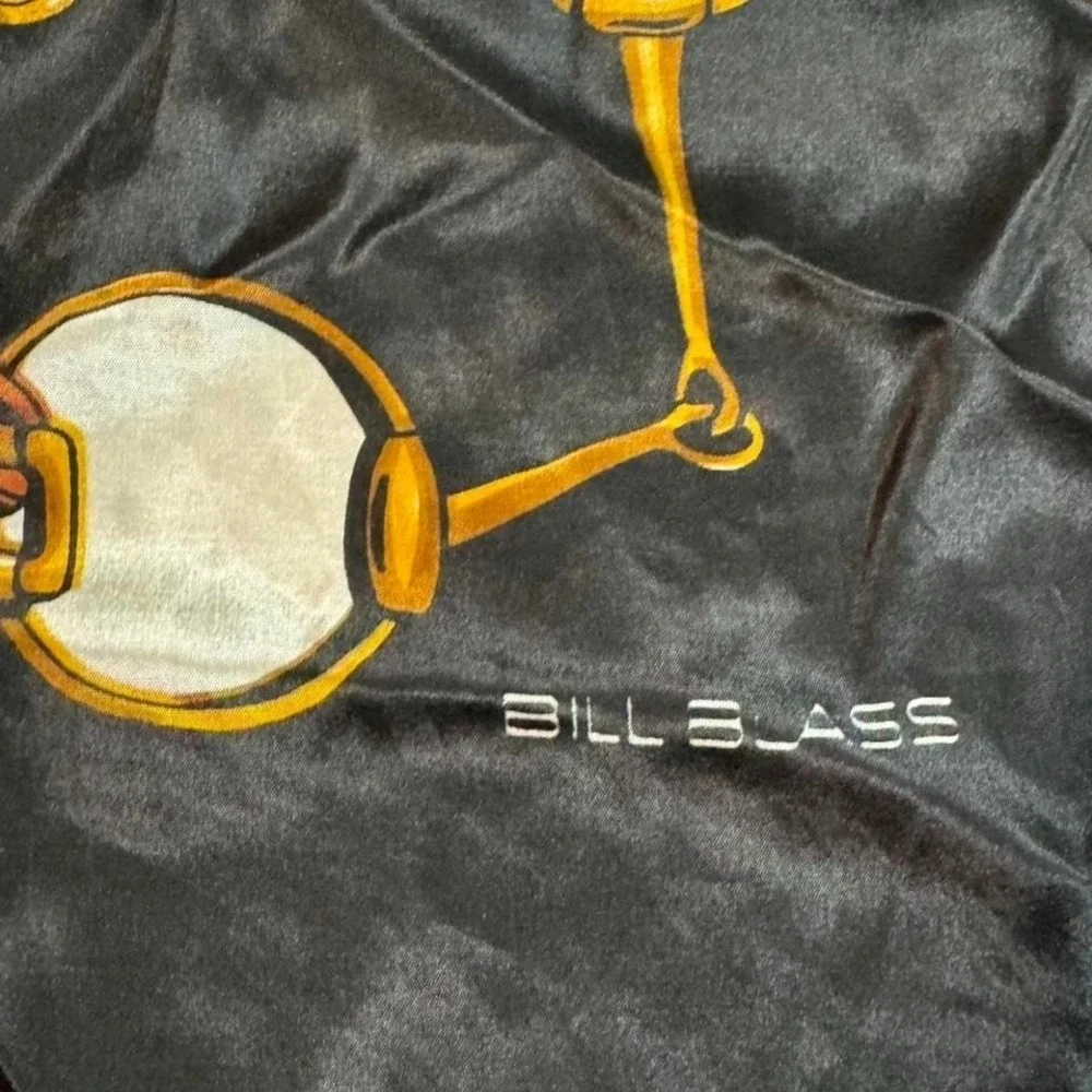 Bill Blass‎ Designer silk scarf with horse equestrian bit design square 32 inch